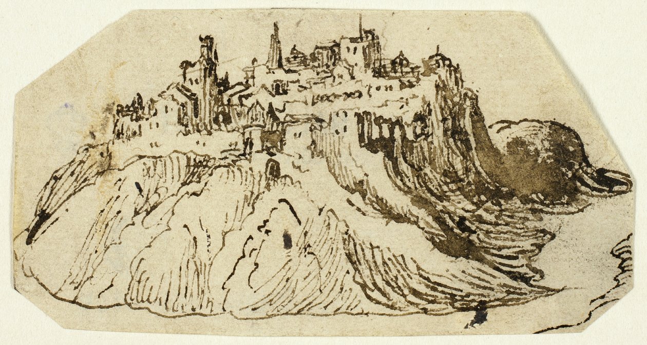 Vista da cidade fortificada da colina de Unknown artist