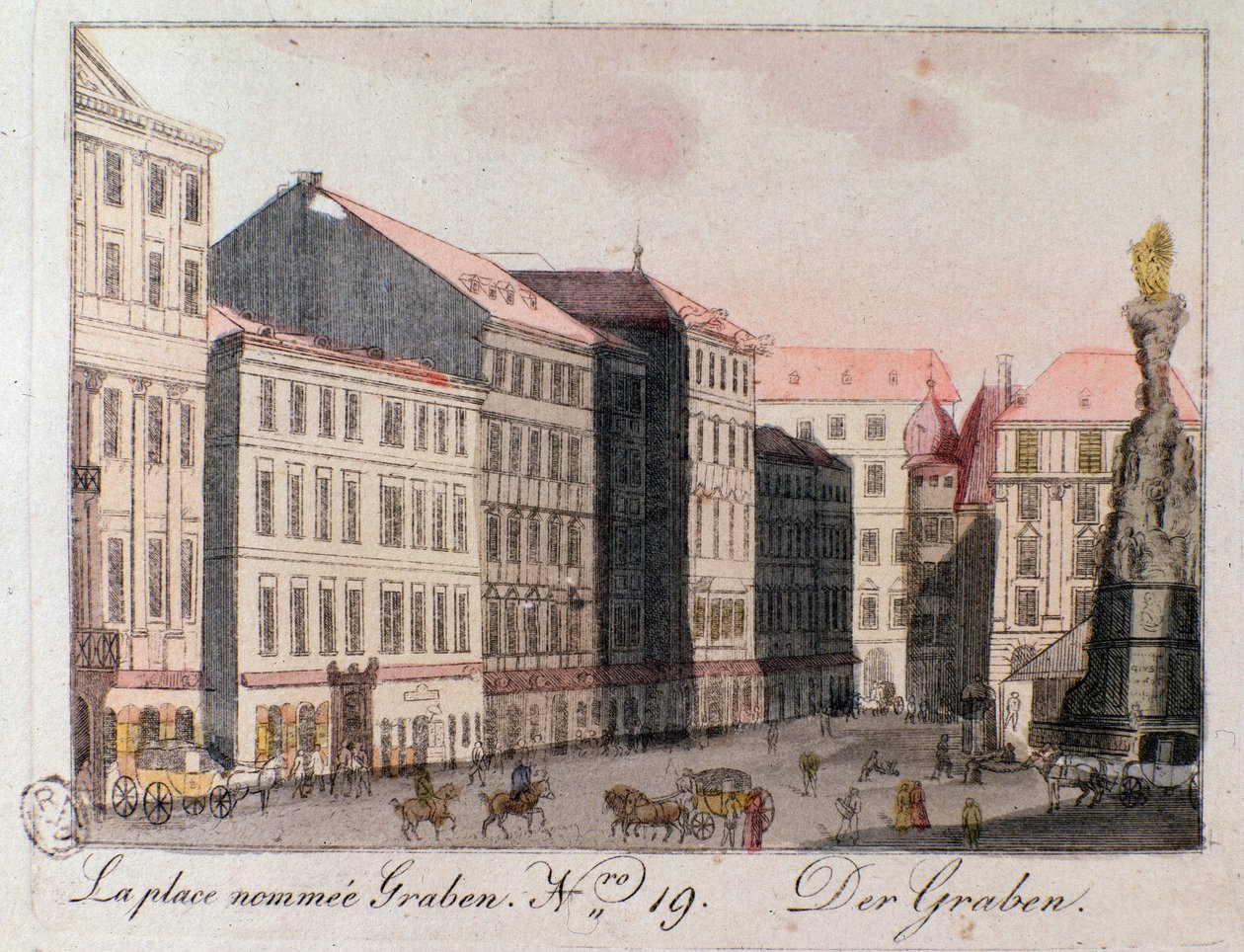Vista da Praça Graben em Viena. de Unknown artist