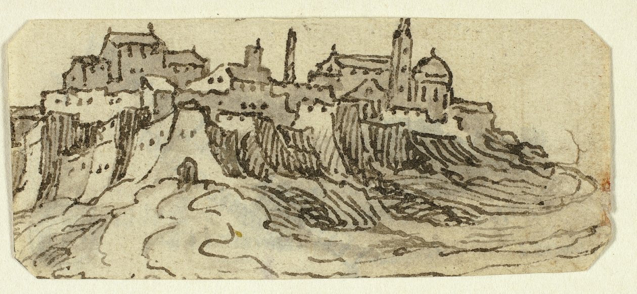 Vista de Hill Town com Catedral de Unknown artist
