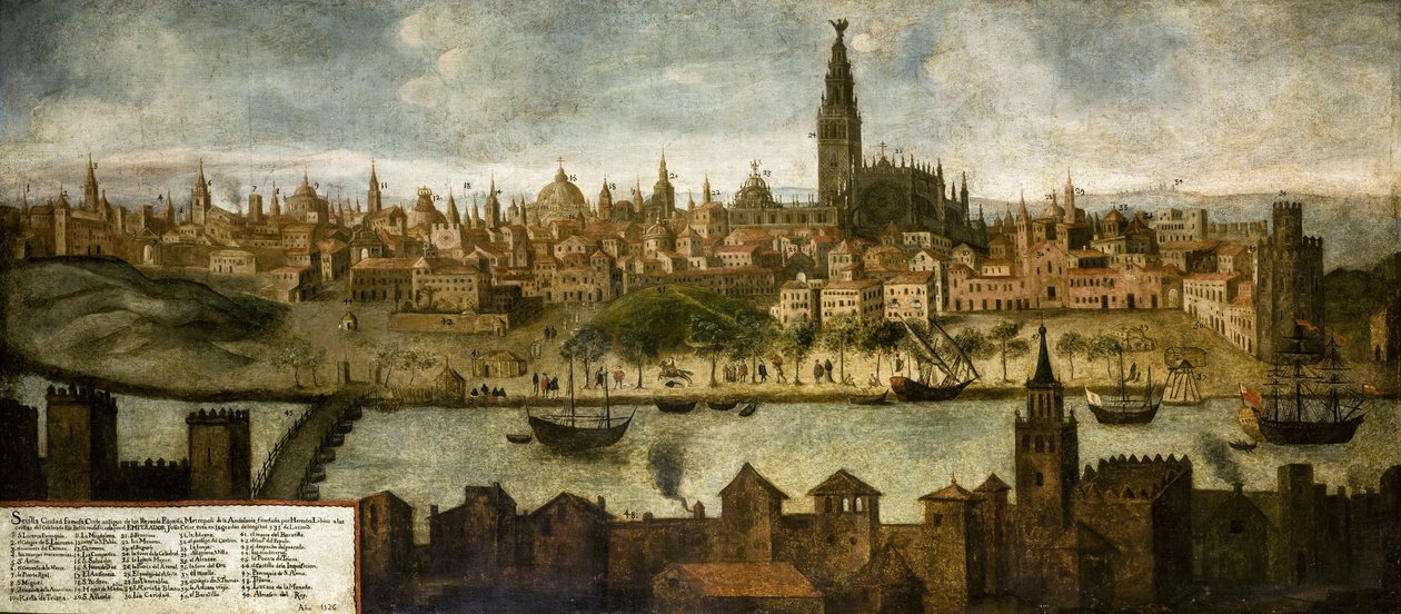 Vista de Hispalis (Sevilha), Anônimo. Óleo sobre tela, tamanho: 108x242 de Unknown artist