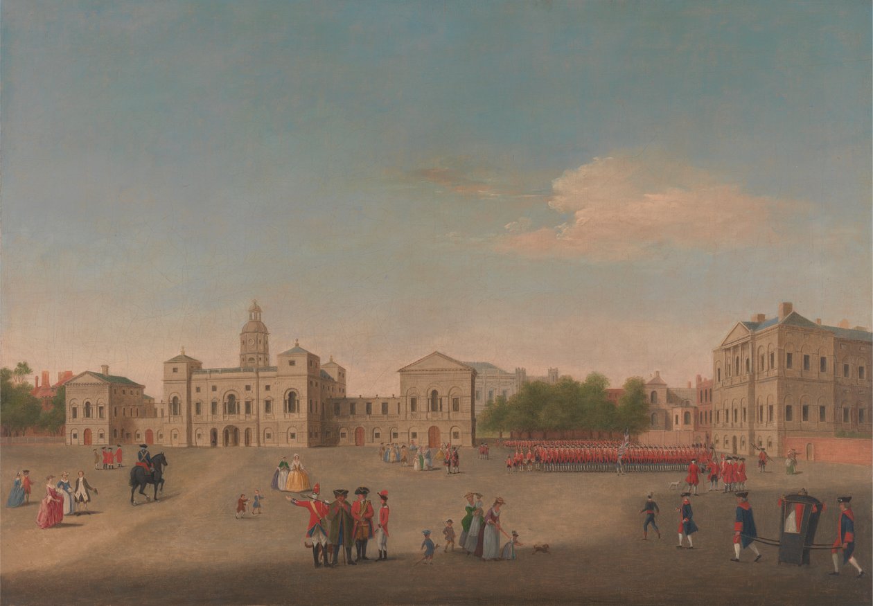 Vista da guarda de cavalos e do Whitehall de Unknown artist