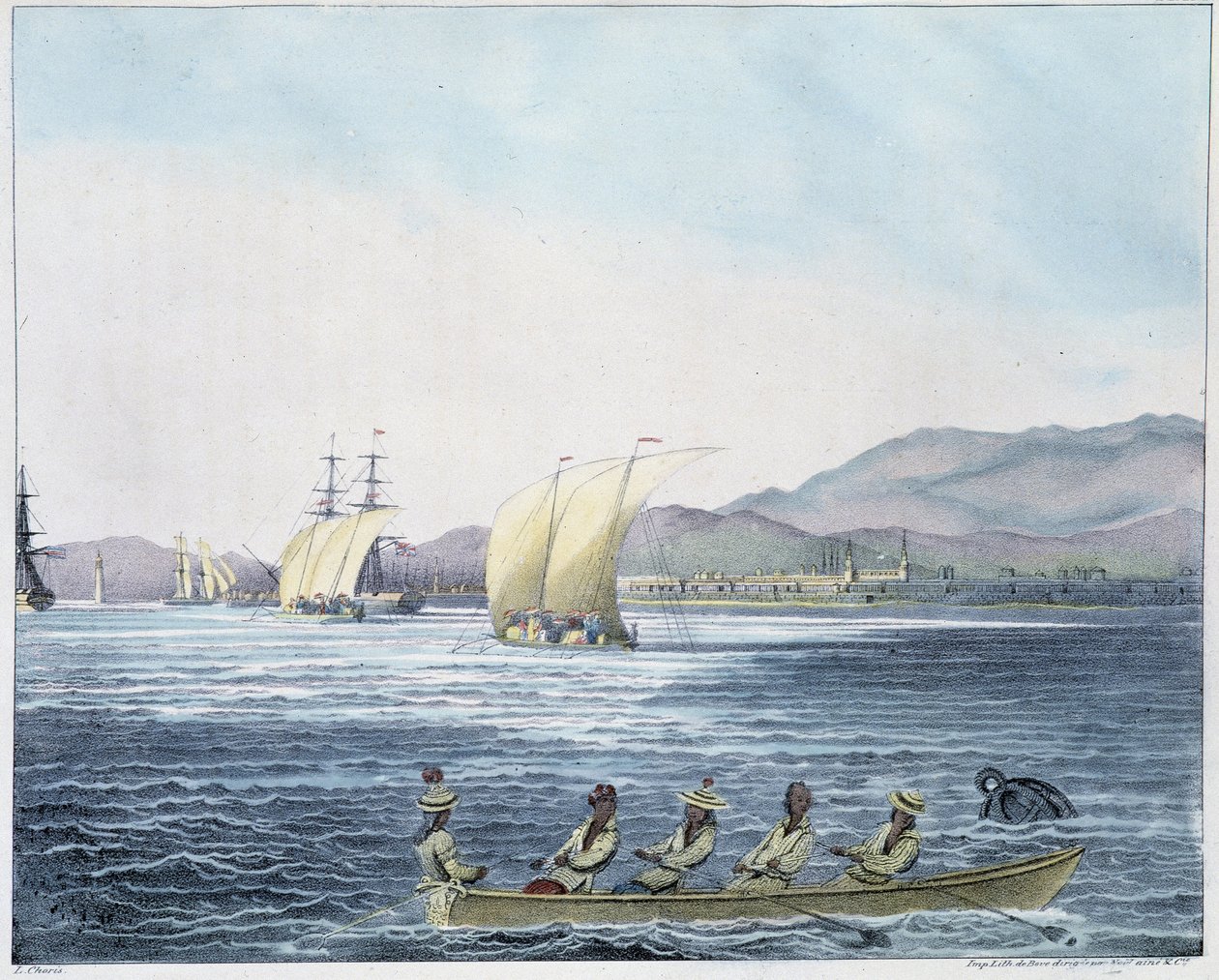 Vista da cidade de Mamille, ilha das Filipinas. de Unknown artist