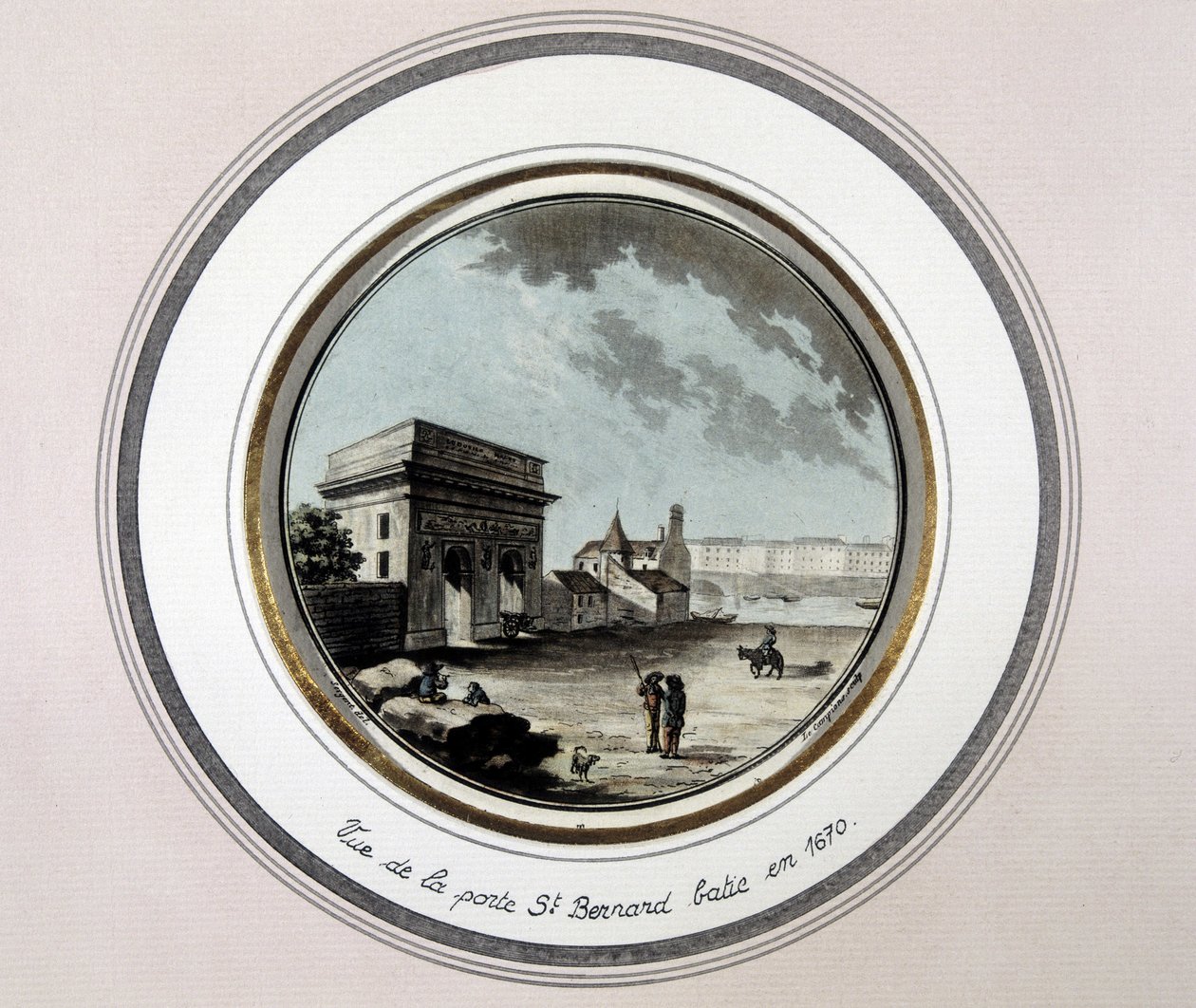 Vista da Porta de São Bernardo, construída em 1670 - gravura de Unknown artist