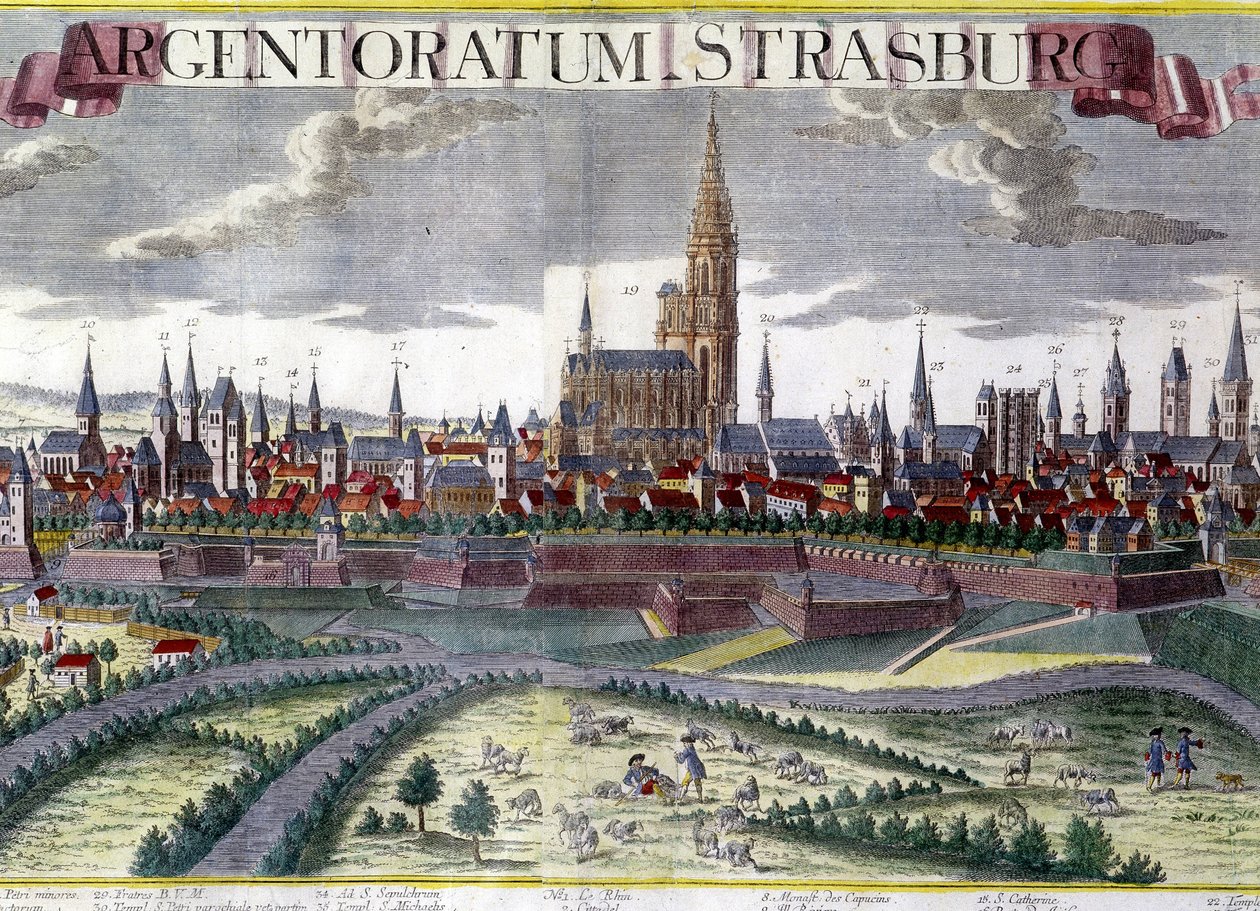 Vista de Estrasburgo por volta de 1770 com a sua catedral de Unknown artist