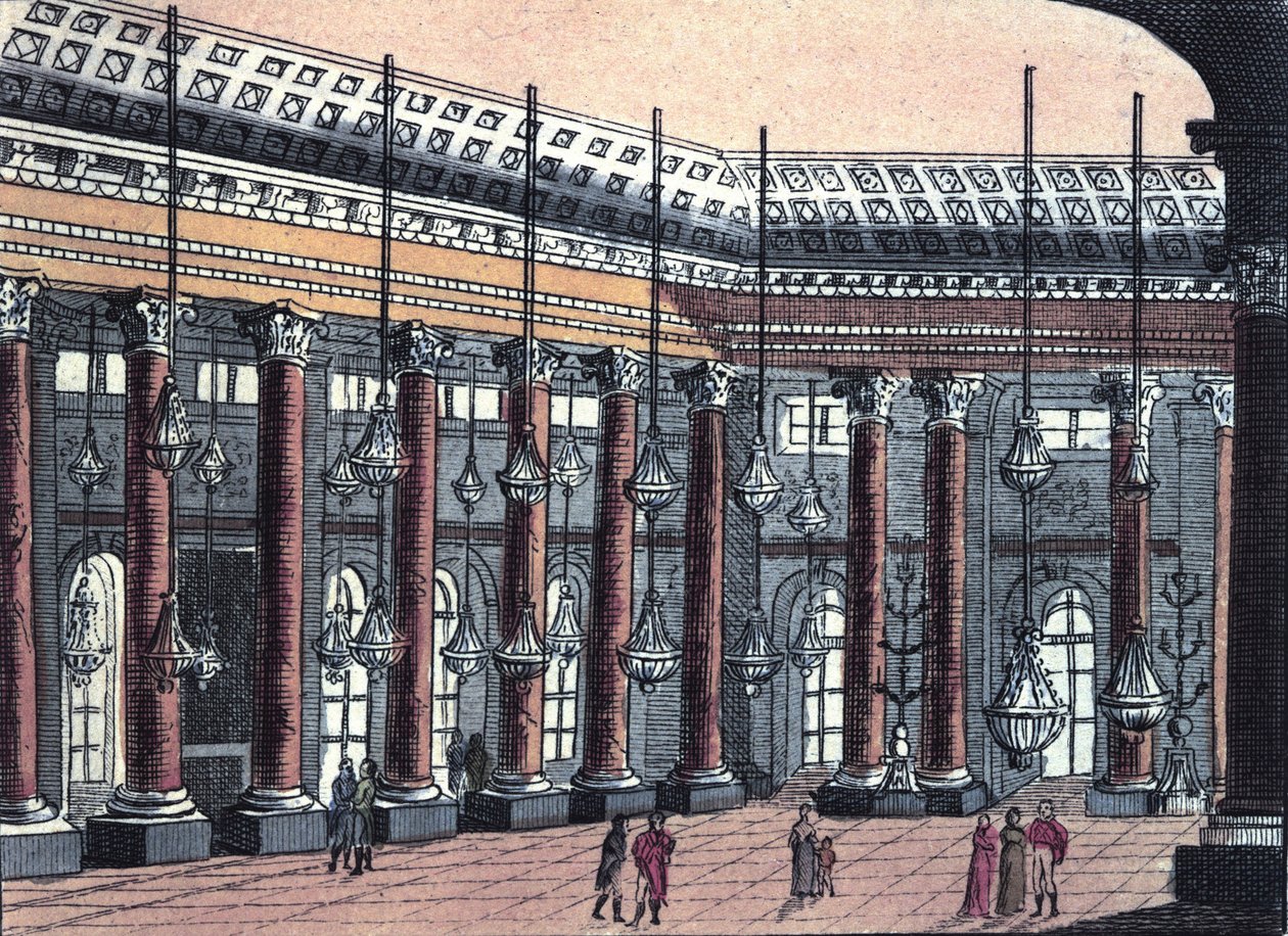 Vista de um salão cerimonial do Castelo de Schonbrunn, antiga residência da Família Imperial Austríaca, gravada a partir de 1820 de Unknown artist