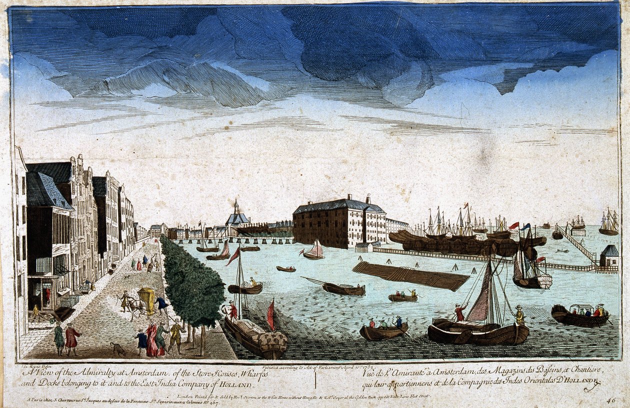Vista do Almirantado em Amesterdão das Lojas das Bacias e Construções que lhes pertencem e da Companhia das Índias Orientais da Holanda - Vista Óptica de Unknown artist