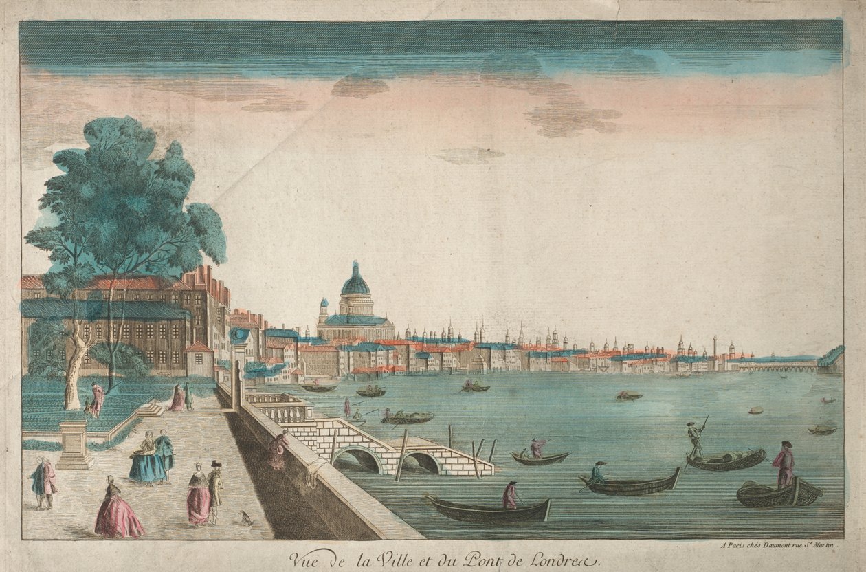 Vista da cidade e da ponte de Londres de Unknown artist