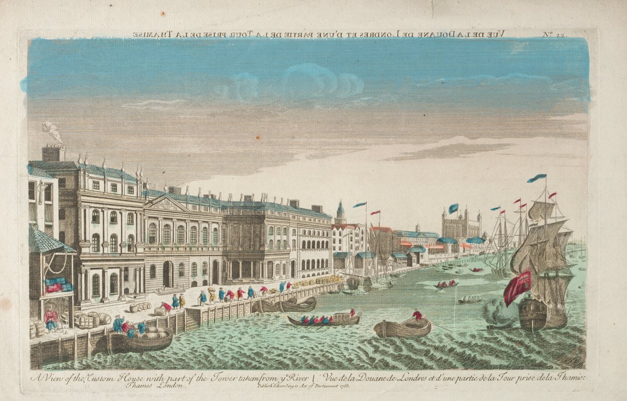 Vista da Alfândega e da Douana de Londres de Unknown artist