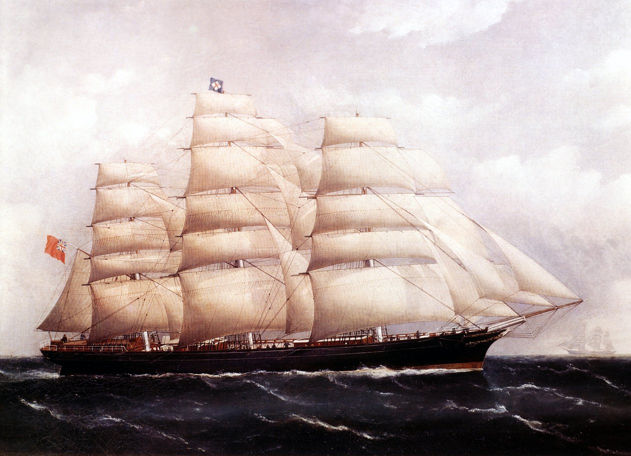 Vista da Cutty Sark, Pintura de Navio Britânico do século XIX de Unknown artist