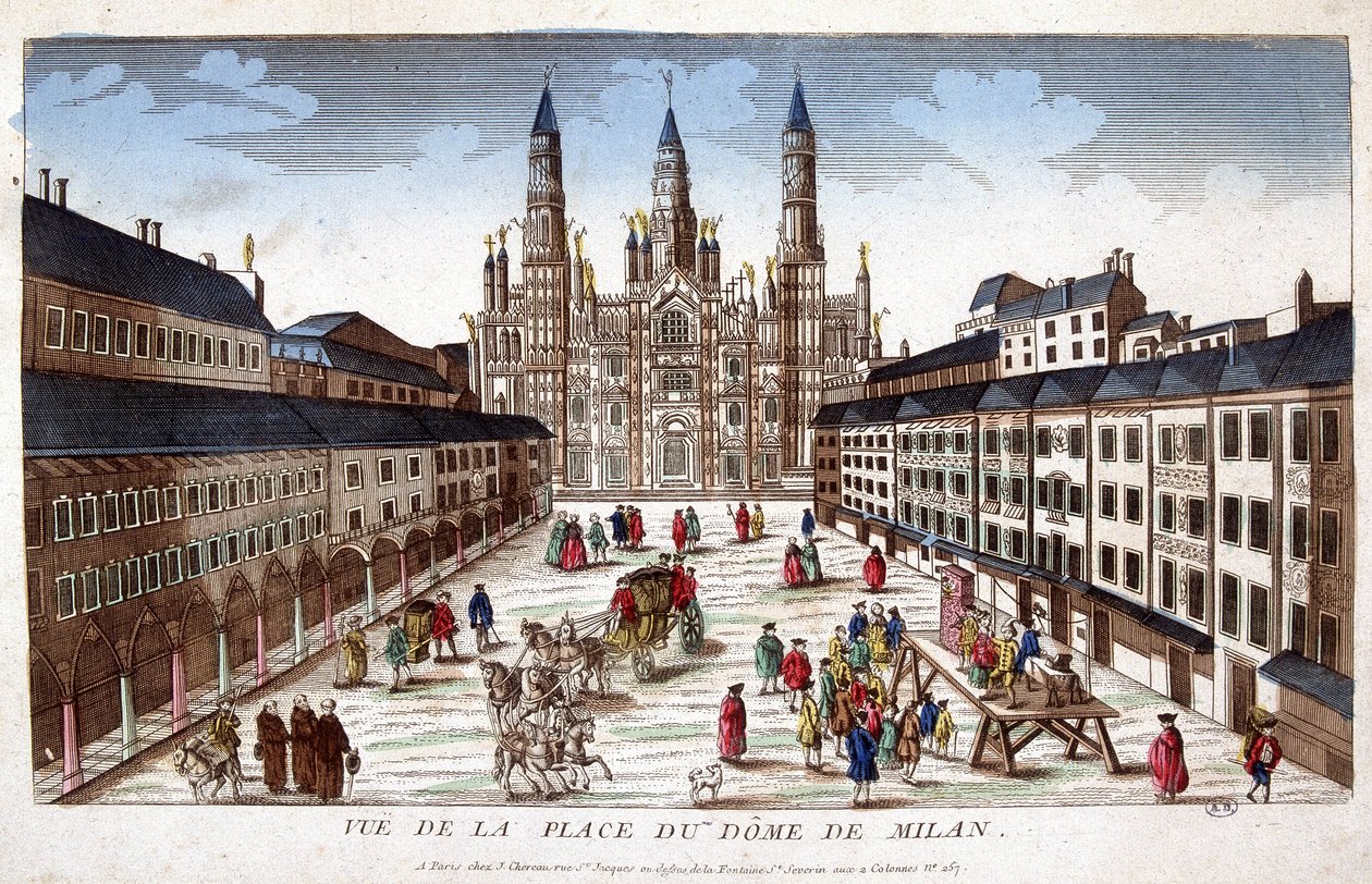 Vista da Praça Duomo em Milão. Início do século XVIII. de Unknown artist