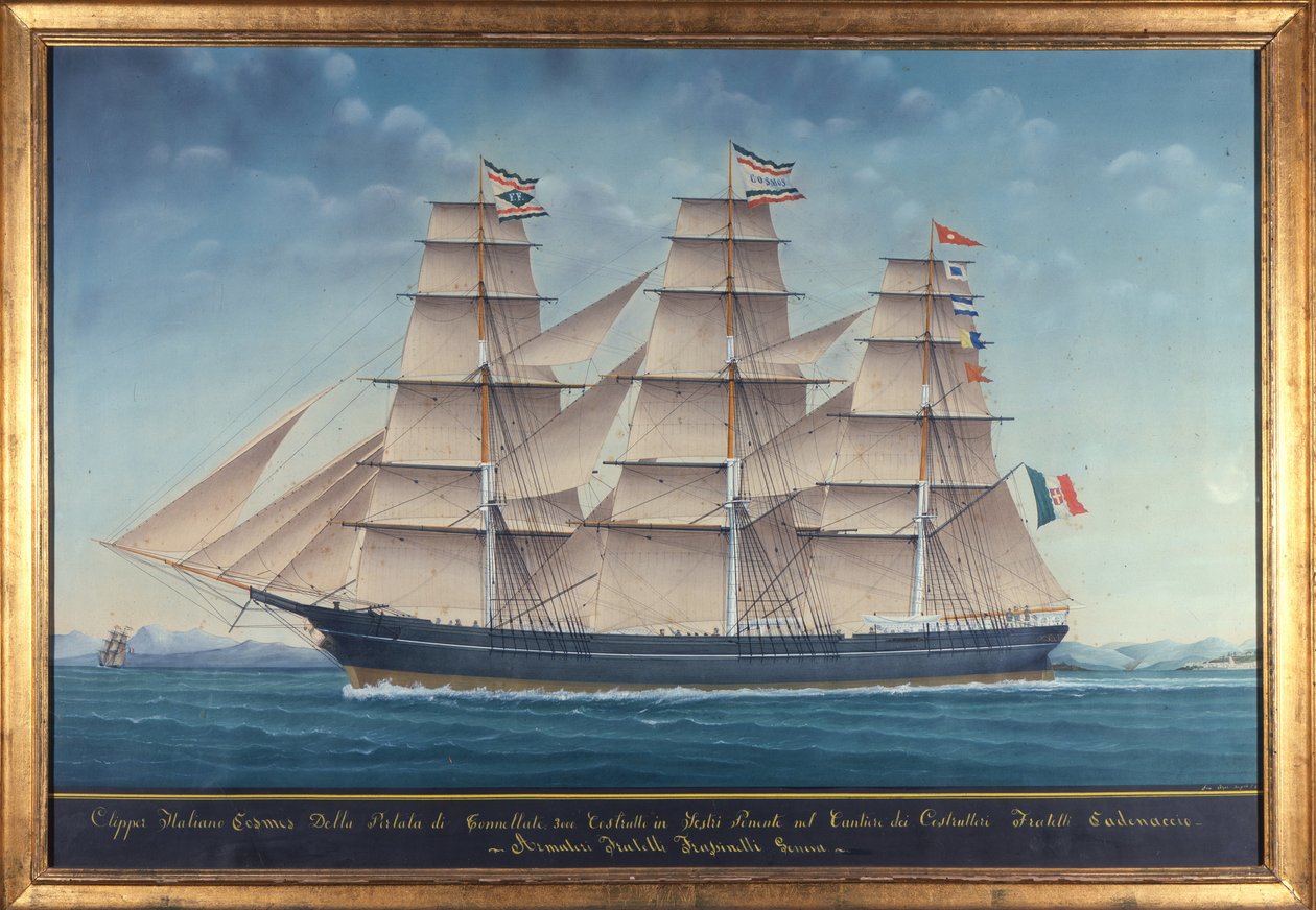 Vista do grampeador italiano Cosmos. Pintura do século XIX de Unknown artist