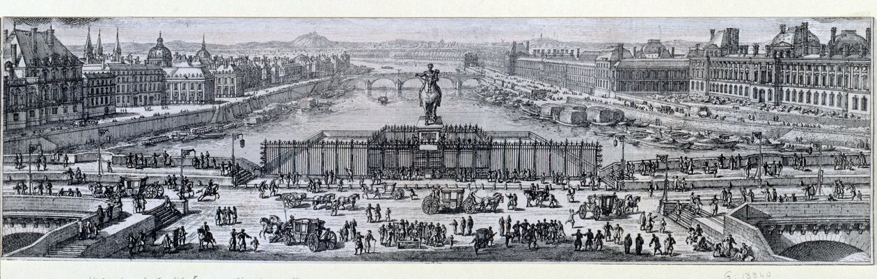 Vista da Pont Neuf em Paris. Gravura do final do 17 de Paris, Musee Carnavalet de Unknown artist