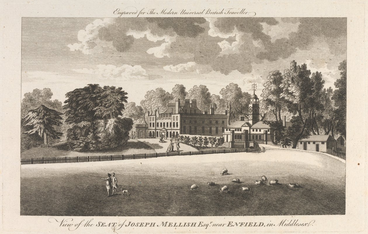 Vista da Sede de Joseph Mellish, Esquire perto de Enfield em Middlesex, Subúrbio Exterior - Norte de Unknown artist