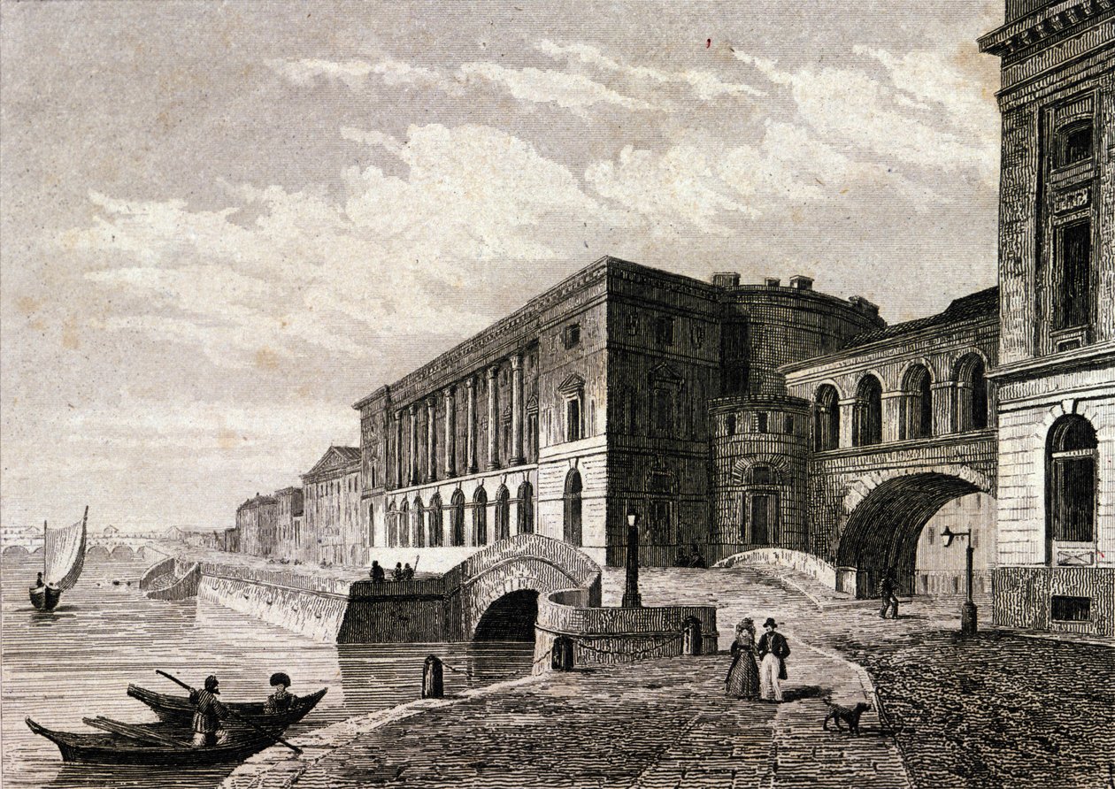 Vista do Teatro de São Petersburgo, em 1828. de Unknown artist