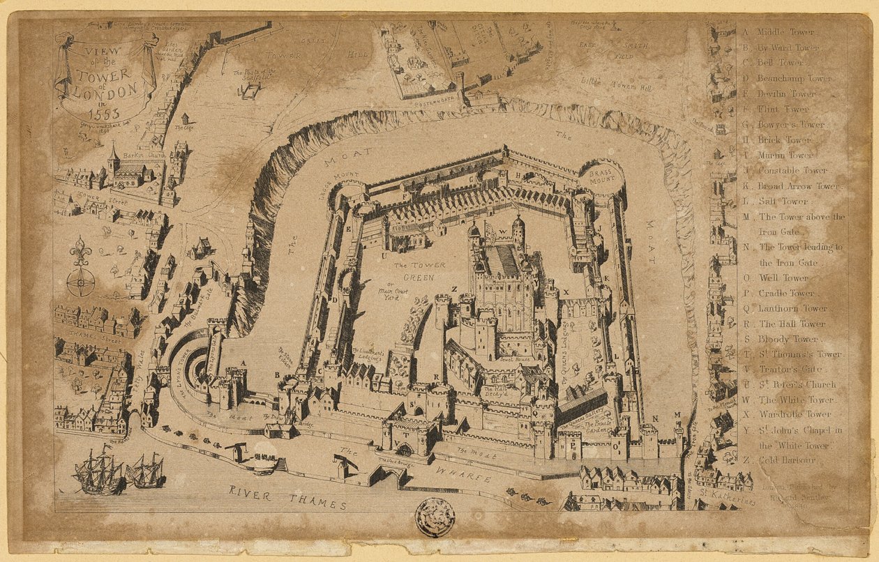 Vista da Torre de Londres em 1553 de Unknown artist