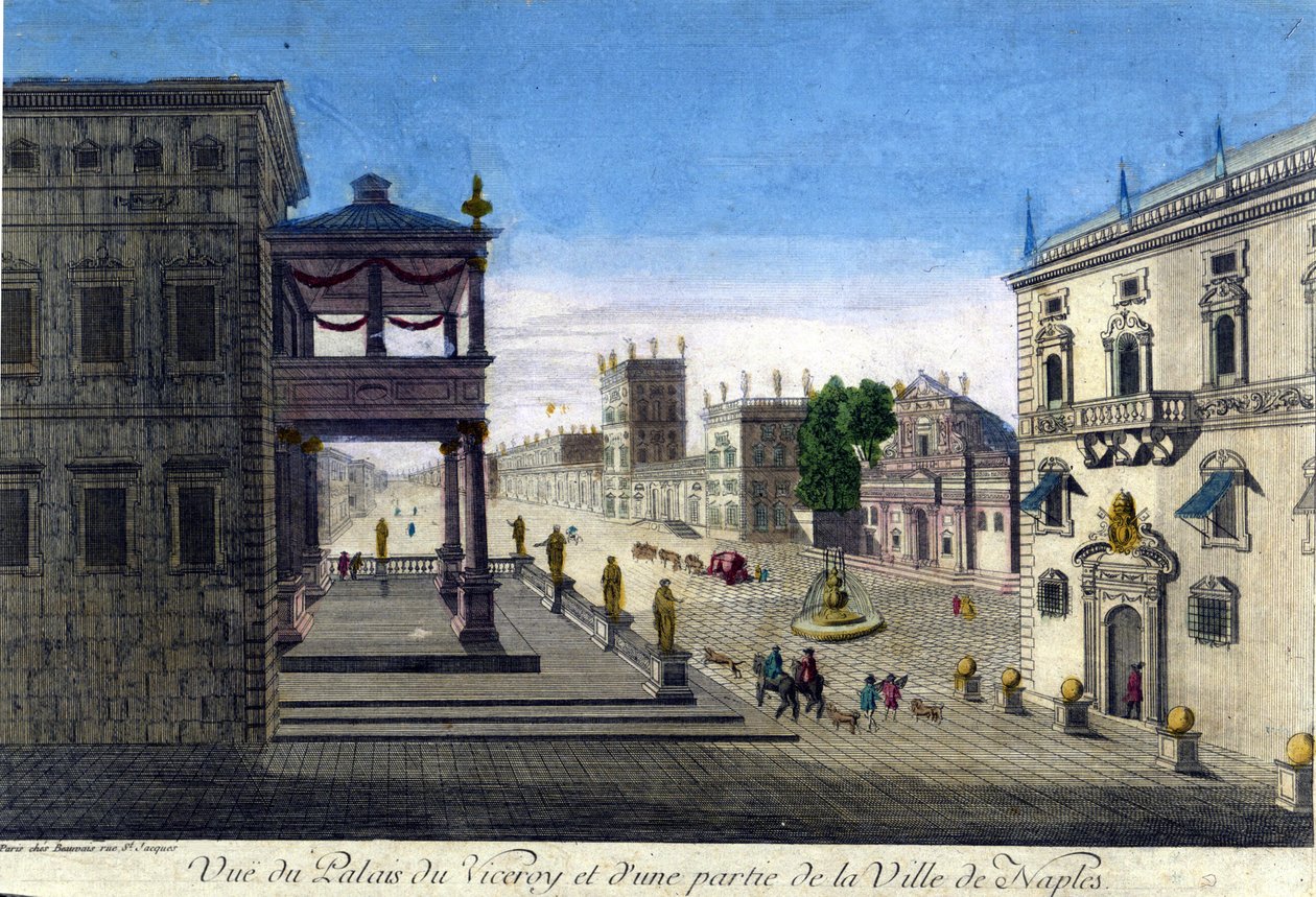 Vista do Palácio do Viceroi e parte da cidade de Nápoles em 1760. de Unknown artist