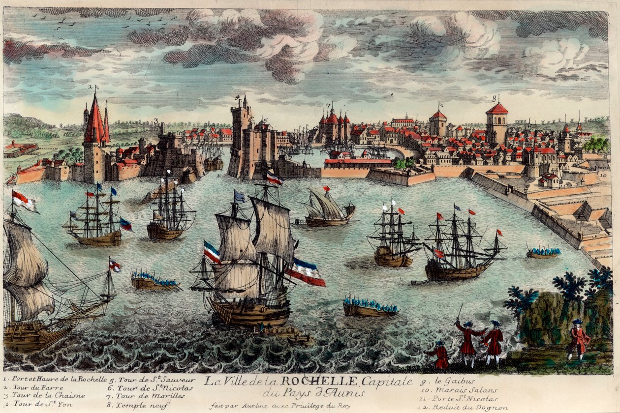 Vista da cidade e do porto de La Rochelle, França (Charente Maritime de Unknown artist