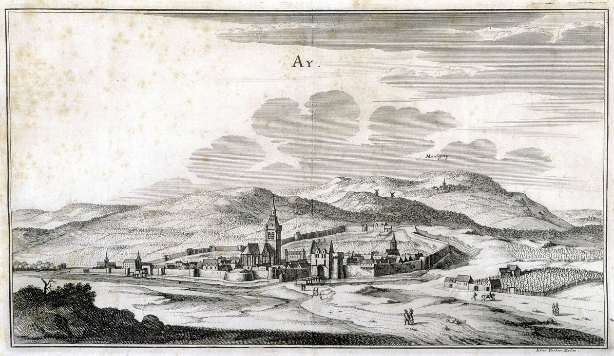 Vista da cidade de Ay. Gravura do final do século XVIII. de Unknown artist