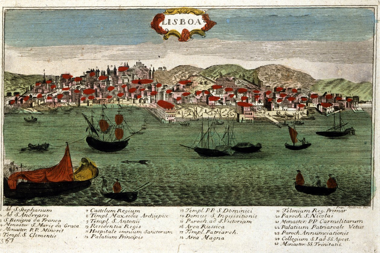 Vista da cidade de Lisboa em Portugal no final do século XVIII de Unknown artist