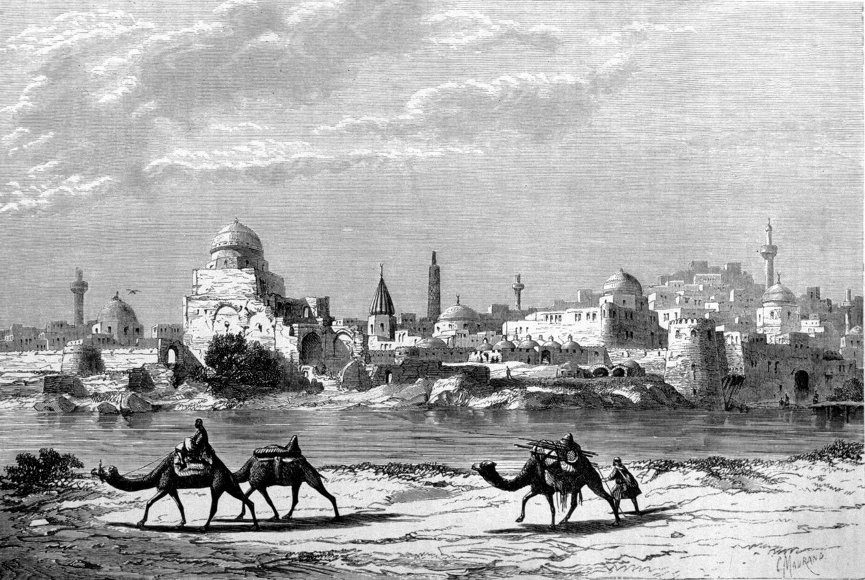 Vista da cidade de Mosul sobre o Tigre no Iraque. de Unknown artist