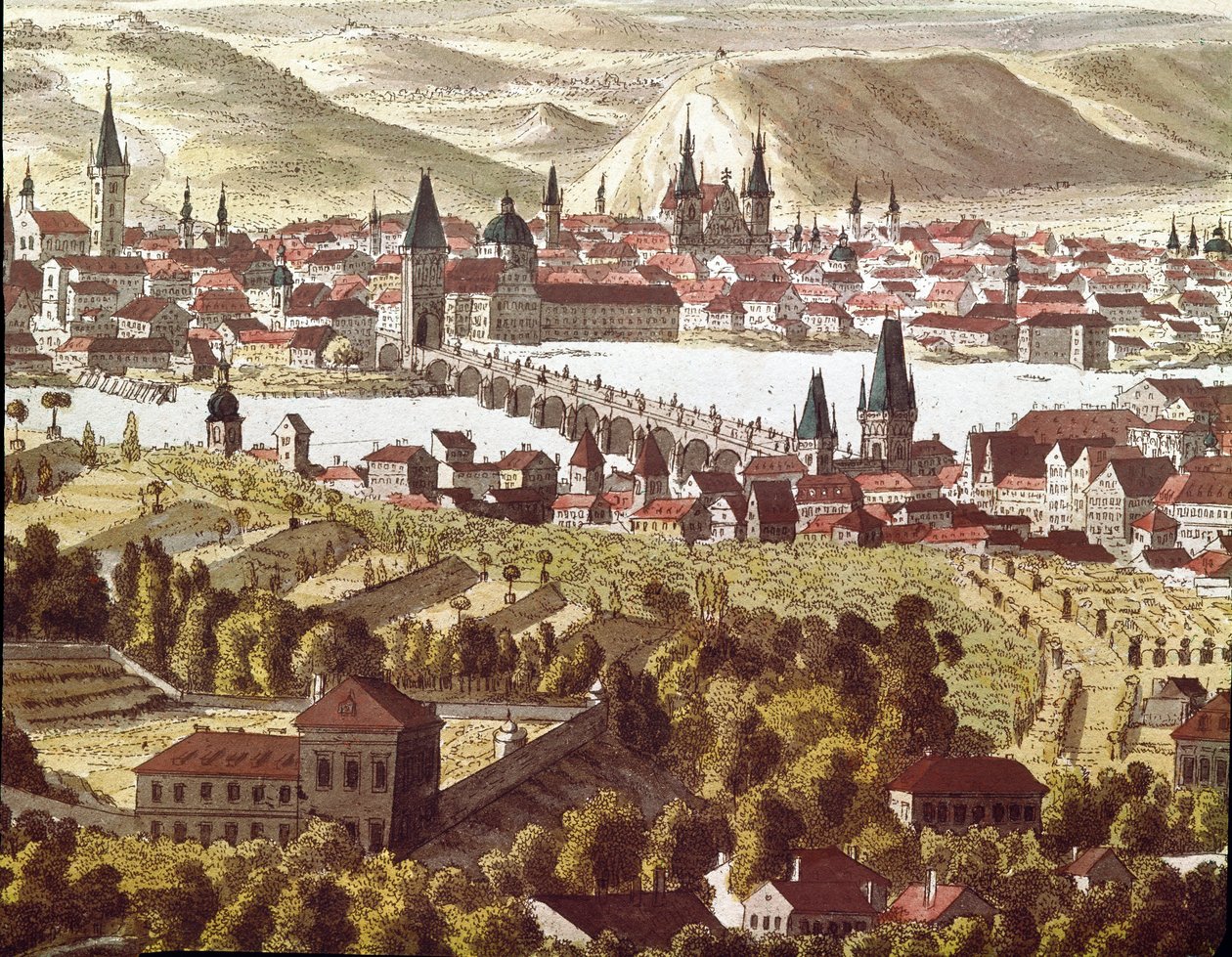 Vista da cidade de Praga no século XVIII (Desenho) de Unknown artist