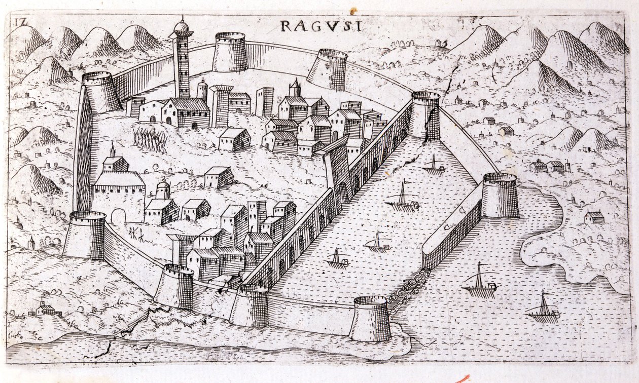 Vista da cidade de Ragusa, no século XVI. de Unknown artist