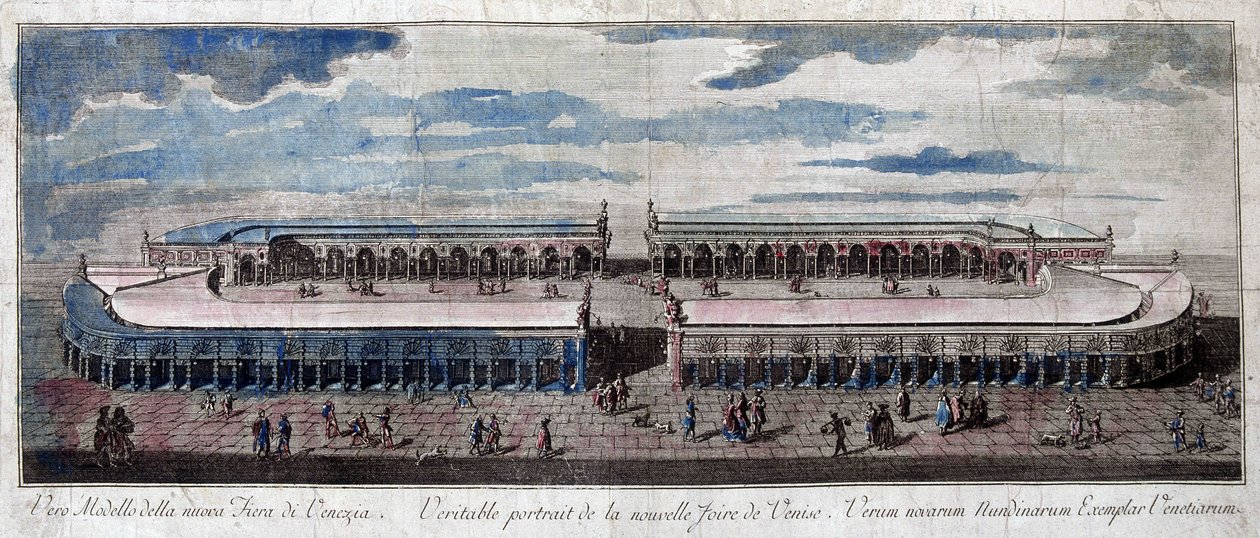 Vista da feira de Veneza, Itália. Gravura do século XVIII. de Unknown artist