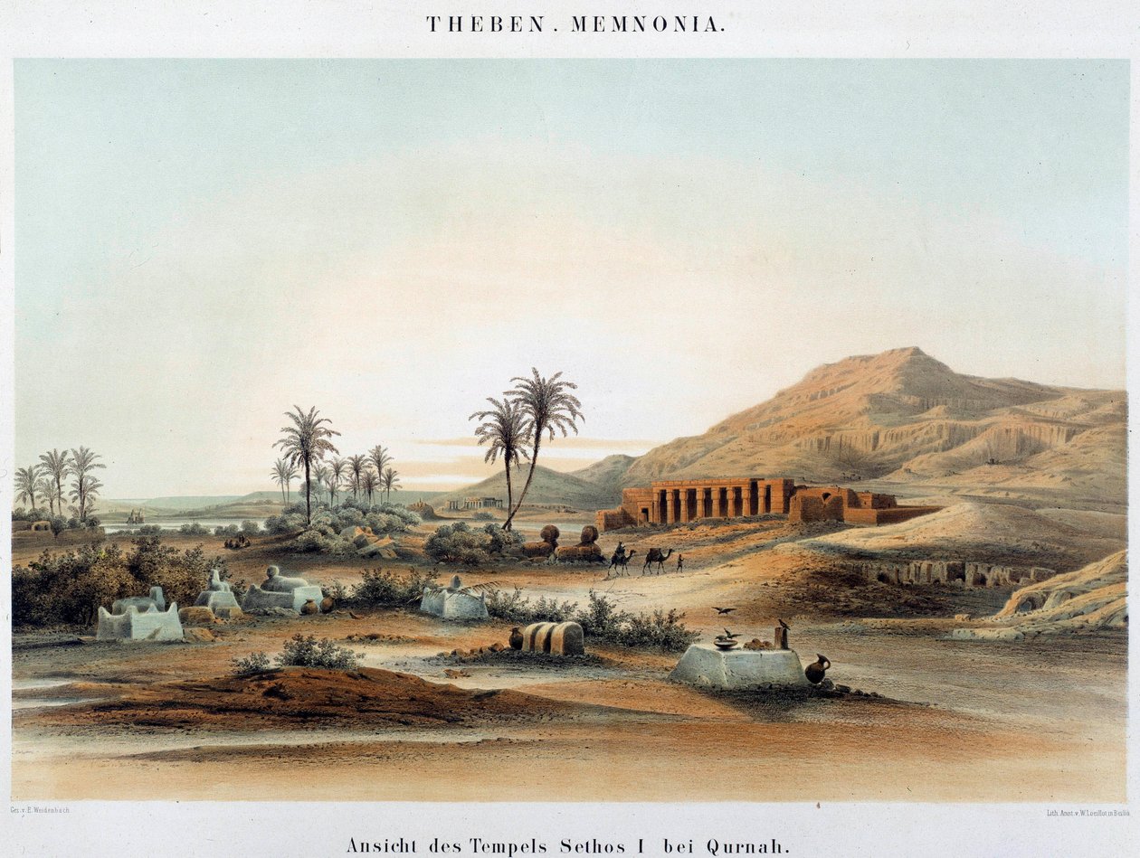 Vista do templo funerário de Seti I de Unknown artist