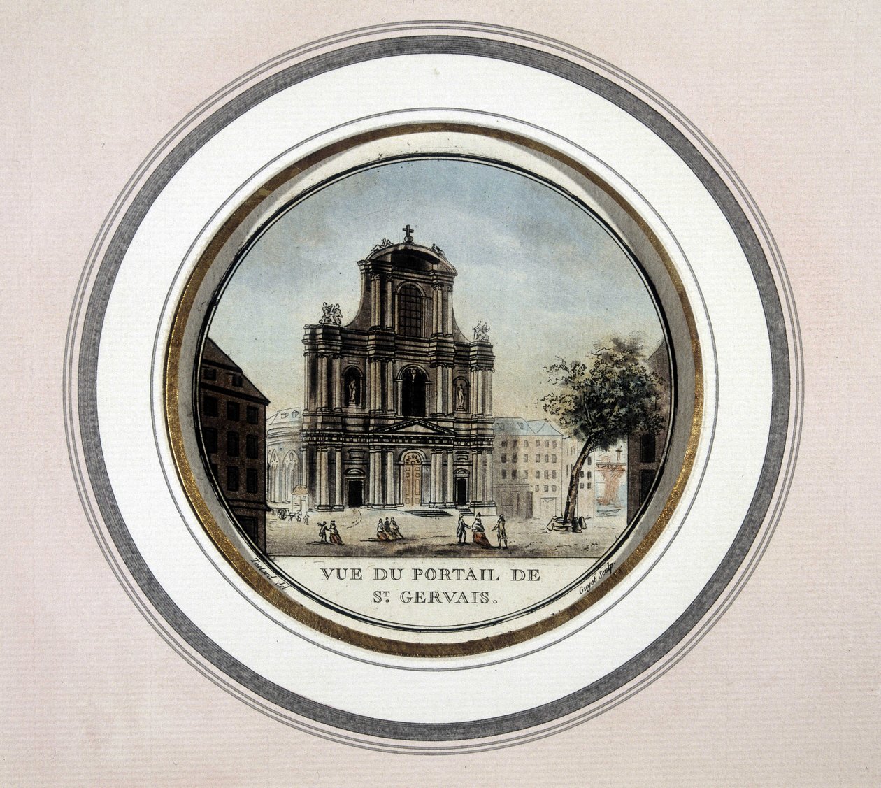 Vista do portão de São Gervais (Saint Gervais) - gravura de Unknown artist
