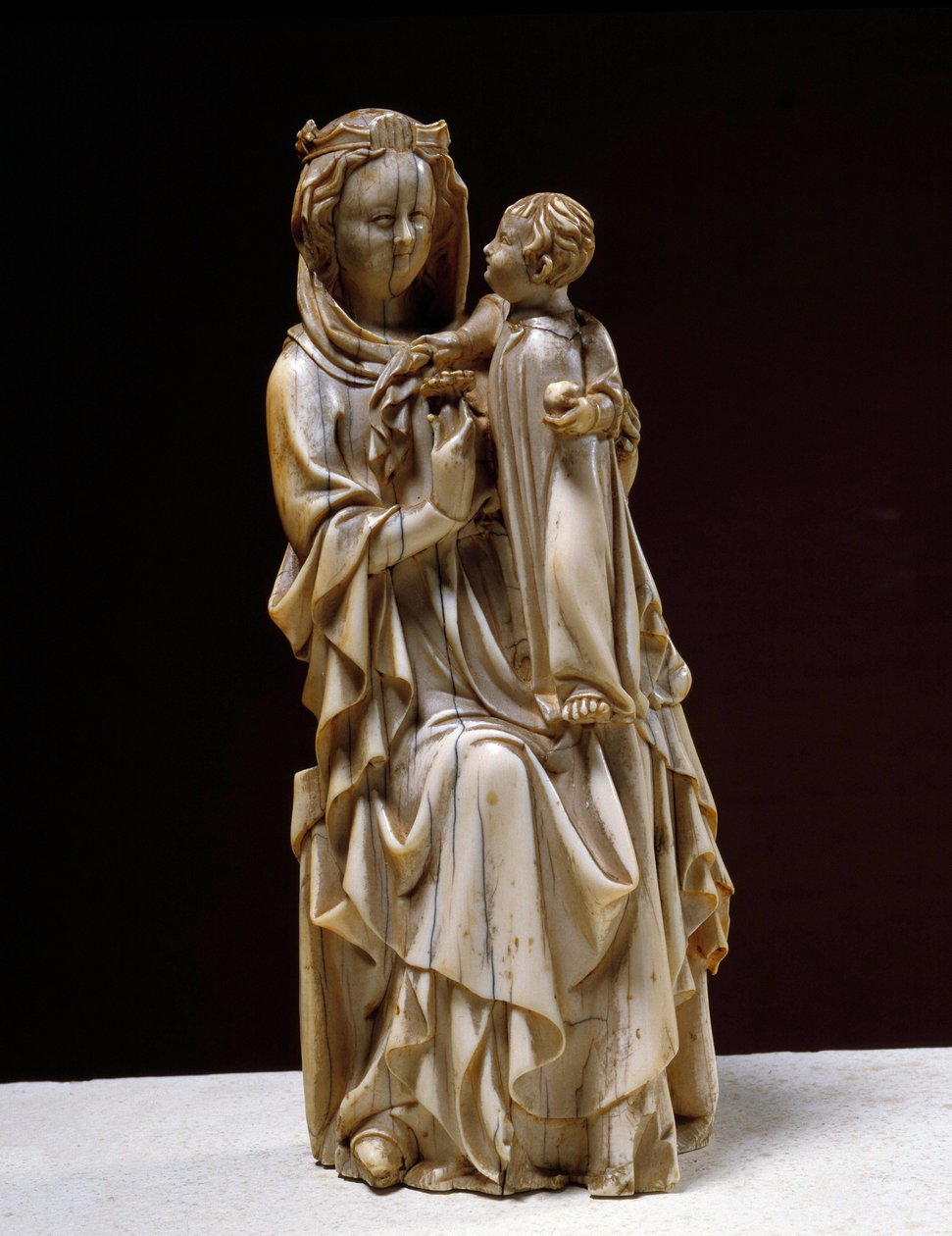 Escultura de Marfim Virgem e Infantil do século XIV. de Unknown artist