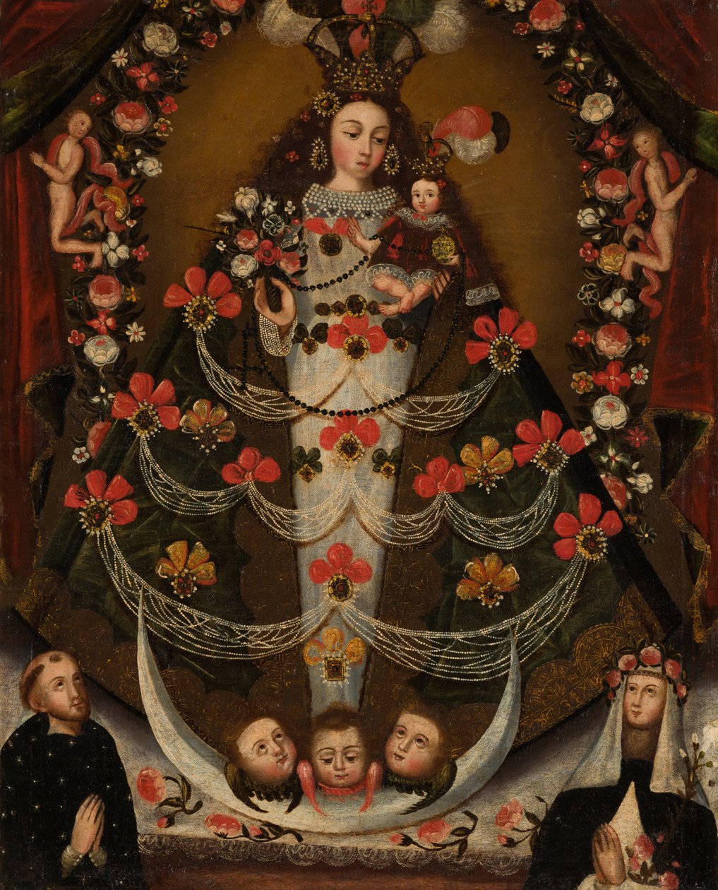Virgem de Pomata com São Nicolau Tolentino e Santa Rosa de Lima de Unknown artist