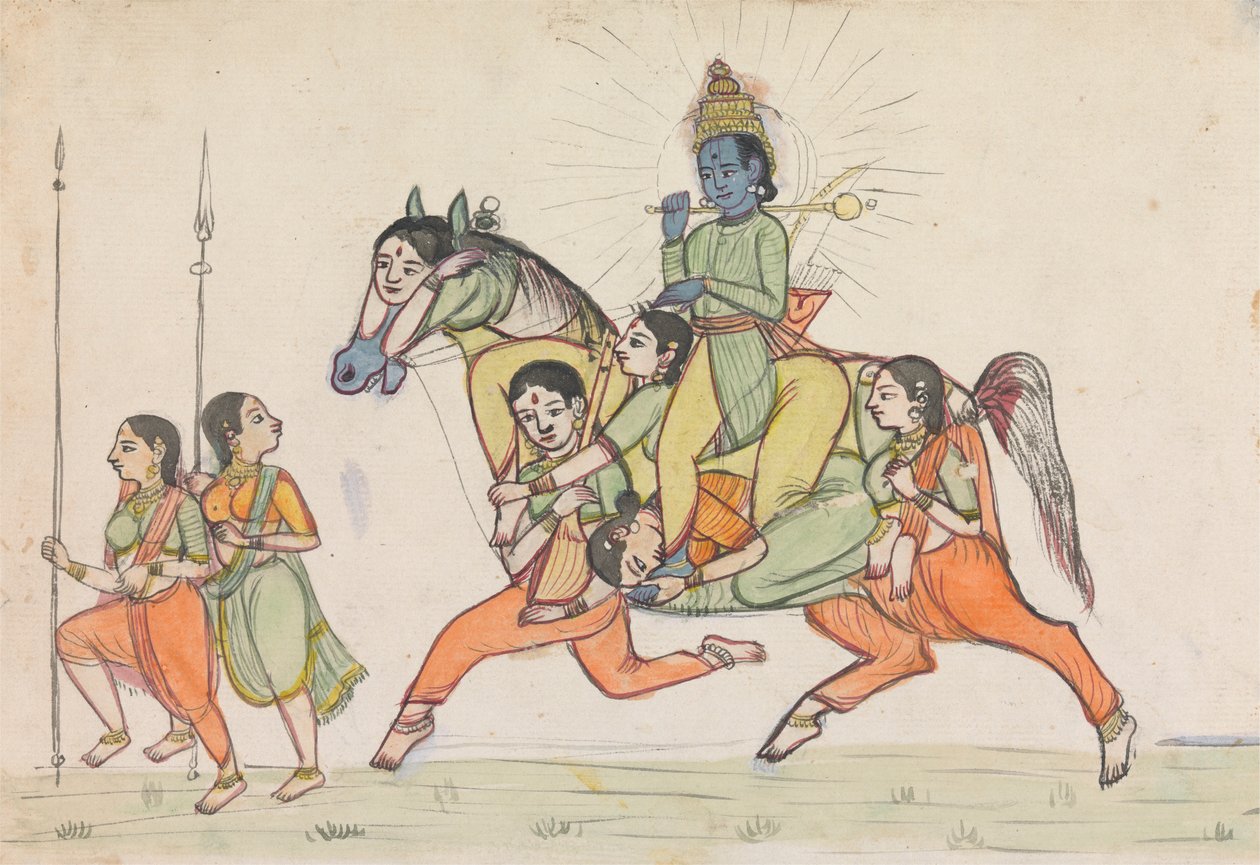 Vishnu Montar um Cavalo Composto por Acompanhantes Femininas de Unknown artist