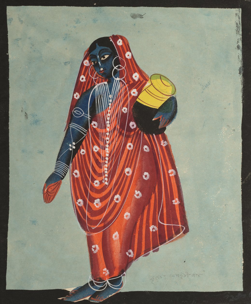 Vishnu na forma feminina de Mohini carregando Amrita para os deuses de Unknown artist