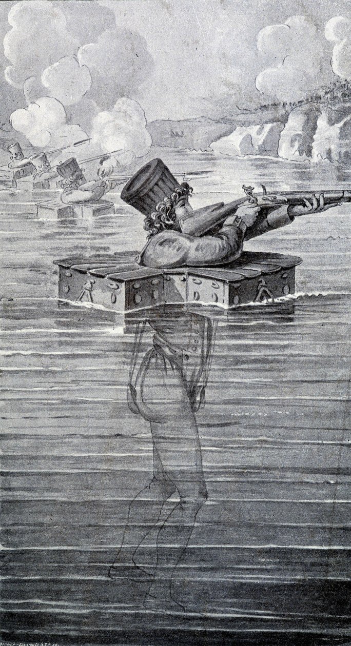 O fato de guerra do século XIX. Gravura do séc. XIX. de Unknown artist