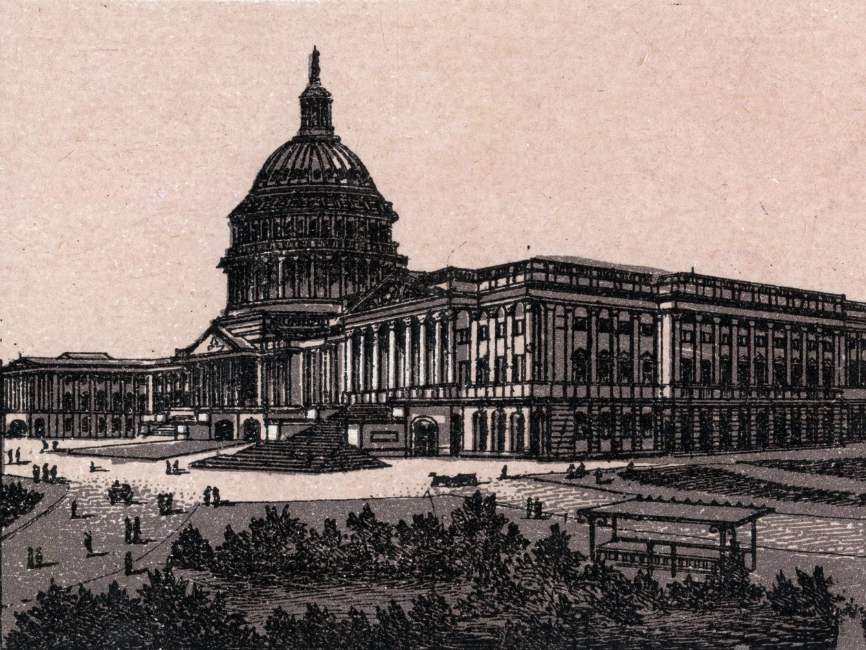 Washington, Estados Unidos: visão do Capitólio. em "The World Illustrates 168 Views" Sem data (final do século XIX) de Unknown artist