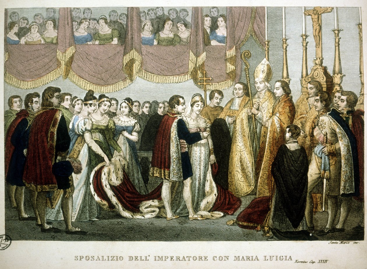 Cerimônia de casamento entre Napoleão I e Maria - Luísa dos Habsburgos na igreja dos Agostinhos em Viena, 2 de abril de Unknown artist