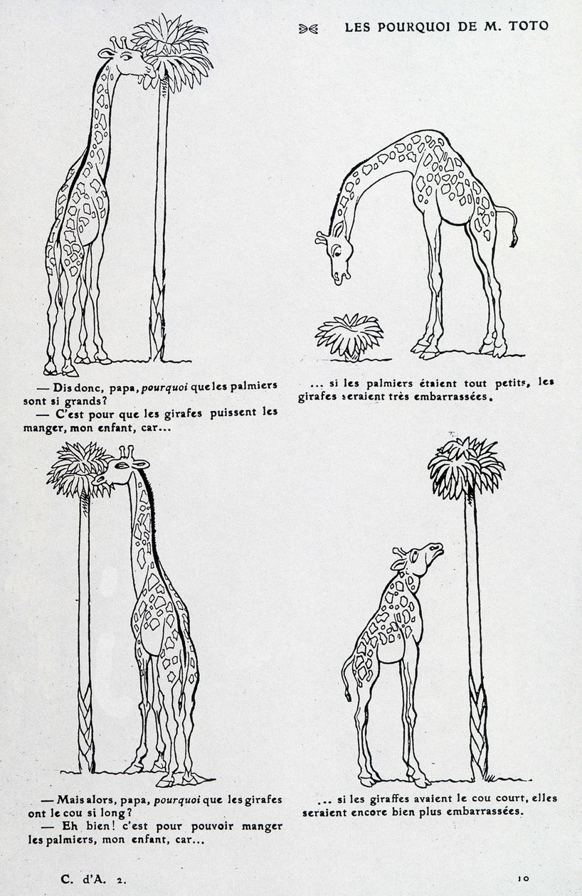 Porquê do Sr. Toto: Porque é que a palmeira é tão grande e porque é que a girafa tem um pescoço tão comprido. (desenho de comédia sobre a teoria de Darwin) de Unknown artist