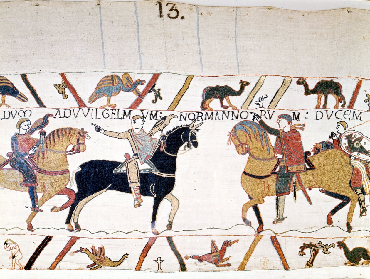 Guilherme I o Conquistador (1027 - 1087) conheceu Haroldo II (1022 - 1066), Rei da Inglaterra, depois de o libertar. A tapeçaria Bayeux, conhecida como Bordado da Rainha Mathilde de Unknown artist