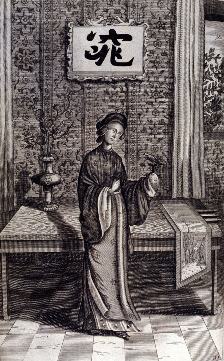 Mulher da nobreza chinesa. "De China Monumenta" de Athanasius Kircher (1601 - 1680), jesuíta, orientalista e erudito alemão, Amsterdam 1667. de Unknown artist