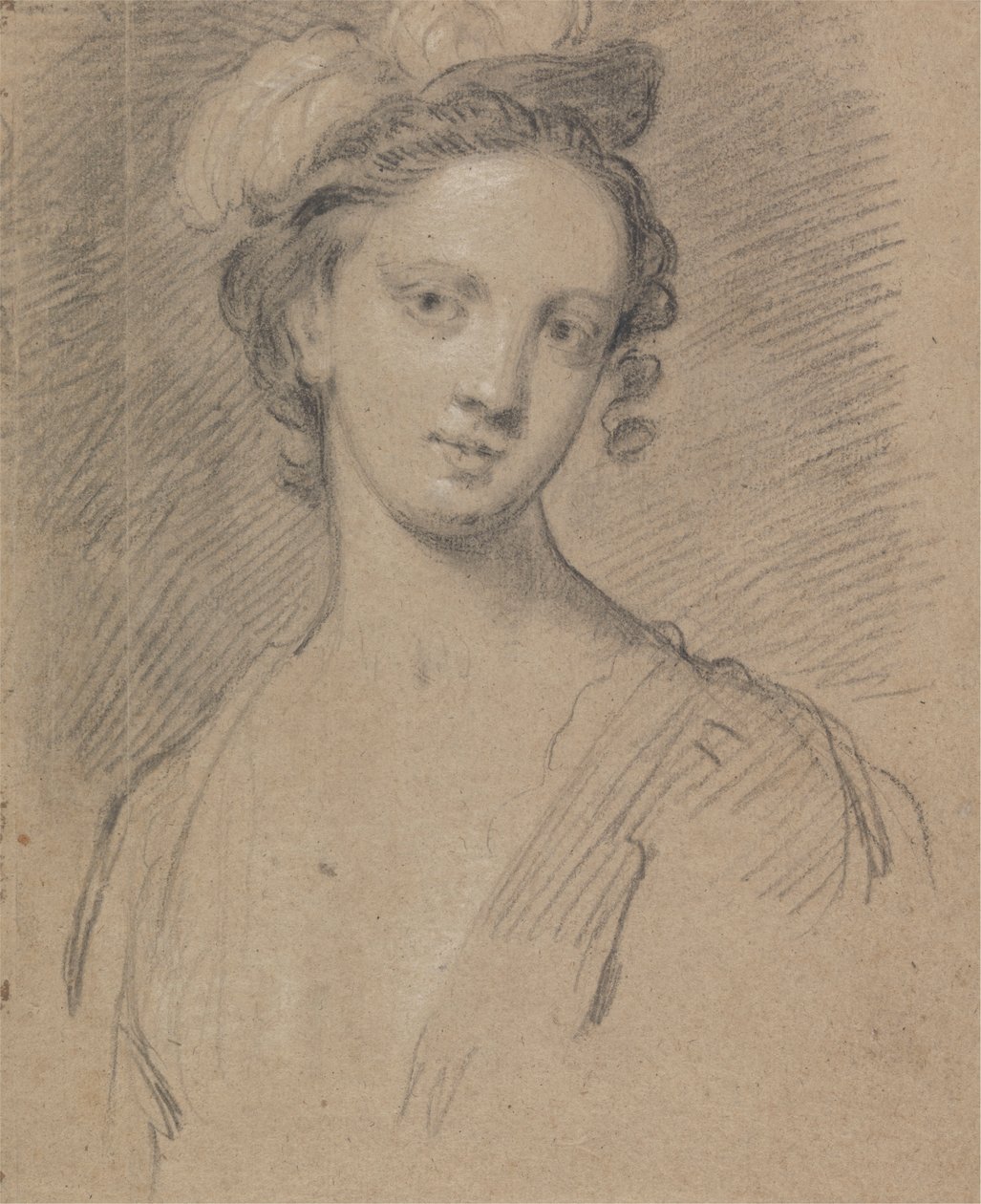 Mulher com um vestido de penas de Unknown artist