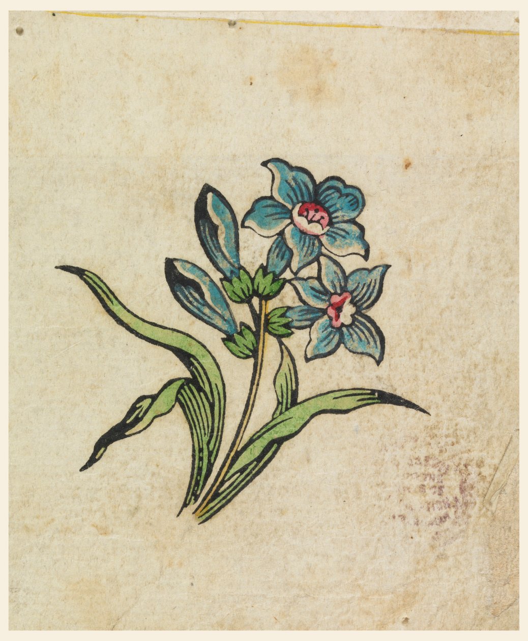Prova de teste de xilogravura para um têxtil impresso de Unknown artist