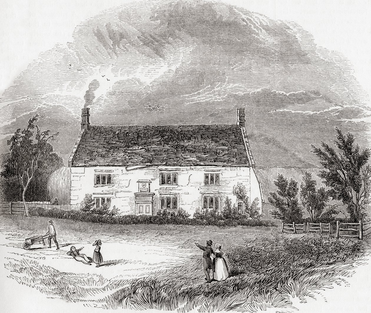 Woolsthorpe Manor, Woolsthorpe-by-Colsterworth, Lincolnshire, Inglaterra, de Old England: A Pictorial Museum, pub. 1847 de Unknown artist