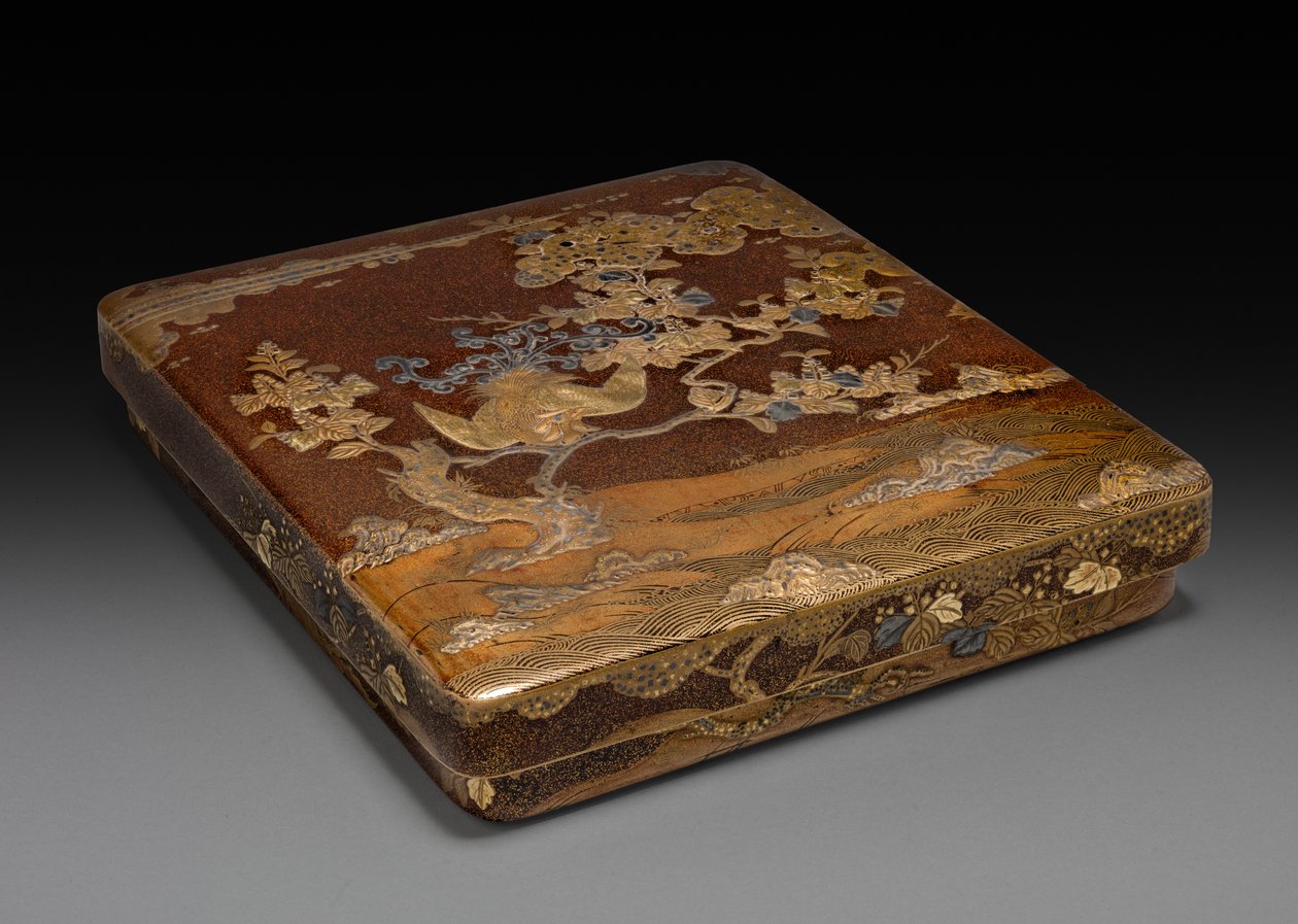 Caixa de escrita (Suzuribako) com Phoenix em Paulownia de Unknown artist