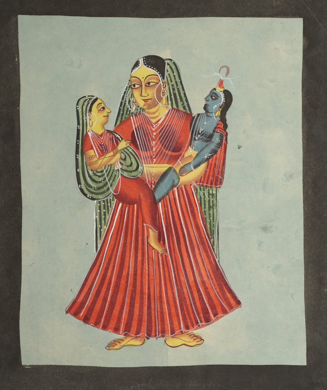 Yasoda segurando Krishna e Radha de Unknown artist