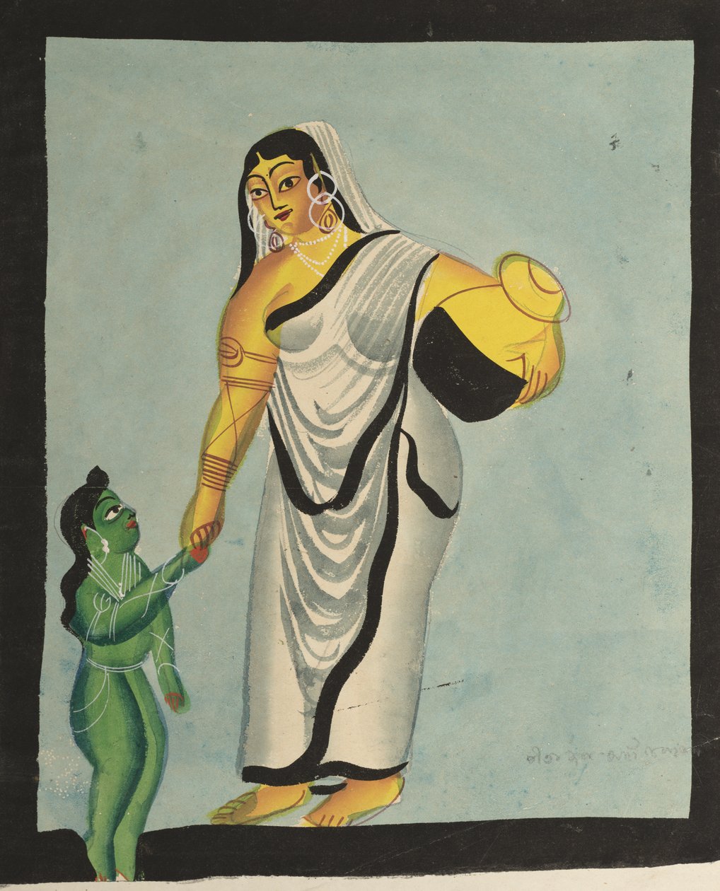 Yasoda Levando o Menino Krishna para um Passeio de Unknown artist
