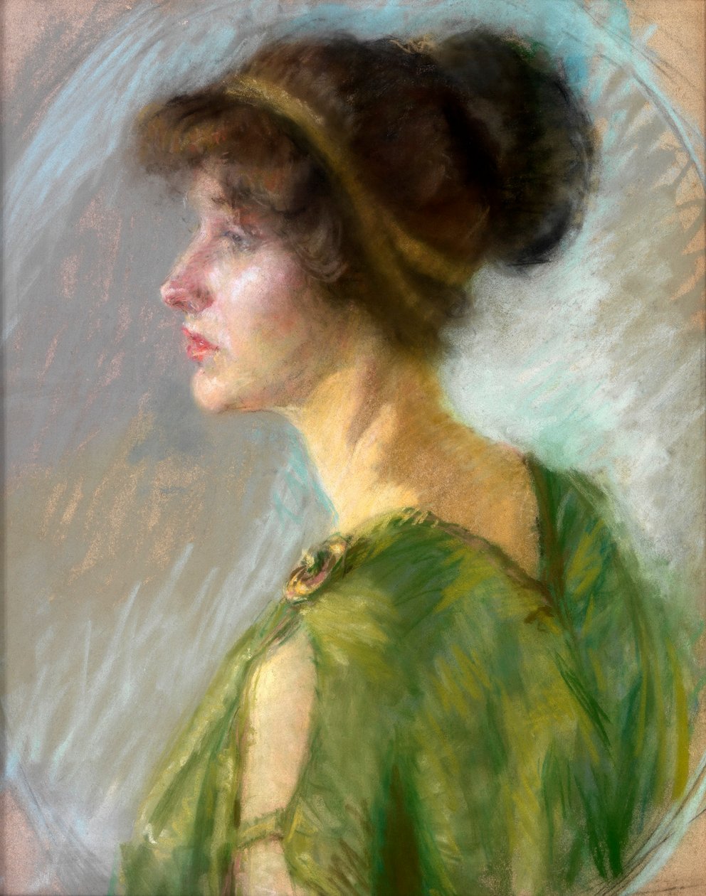 Mulher jovem de verde de Unknown artist