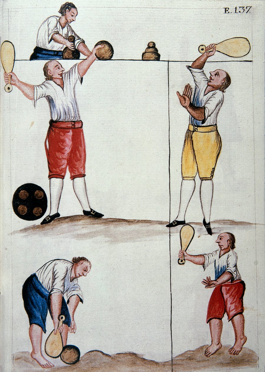 Jovens metisses jogando bola, do livro "Trujillo del Peru" ou "Códice Martínez Compañón", de Baltazar Martínez Compañón y Bujanda, bispo de Trujillo (1782-1785) de Unknown artist