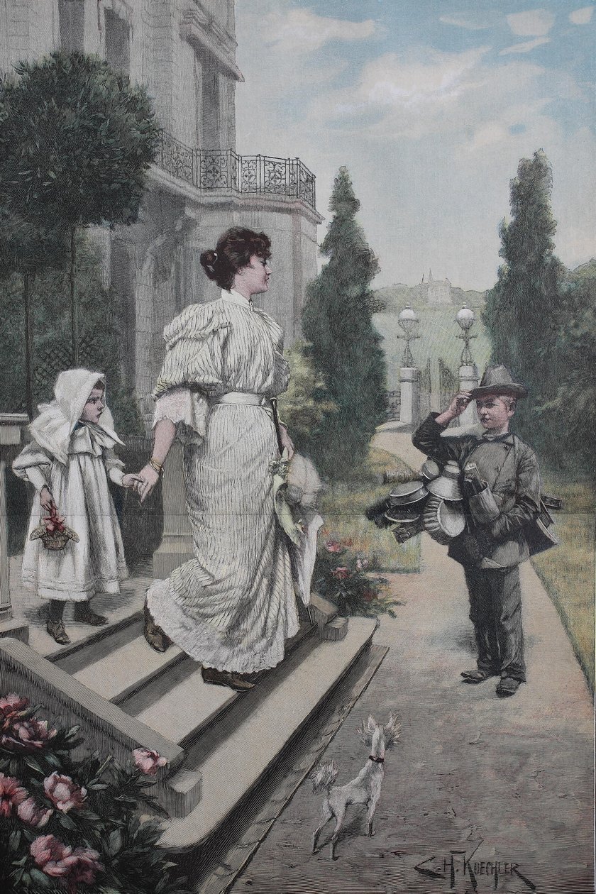 Vendedor ambulante jovem, pedinte de Unknown artist