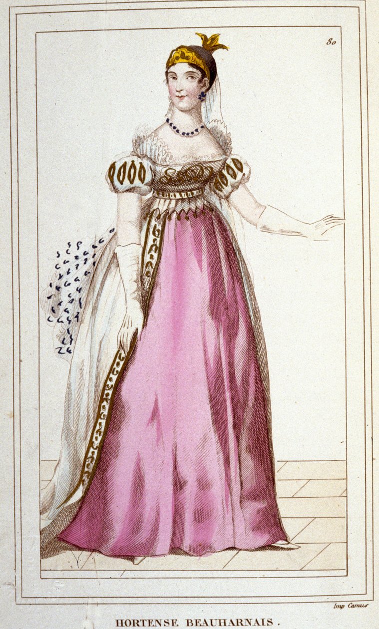 retrato de Hortense de Beauharnais Nascido em Paris em 1783, falecido em Arenenberg, Suíça, em 1837, filha de Alexandre de Beauharnais e Joséphine Tascher da gravura Pagerie de 1830 de Unknown artist