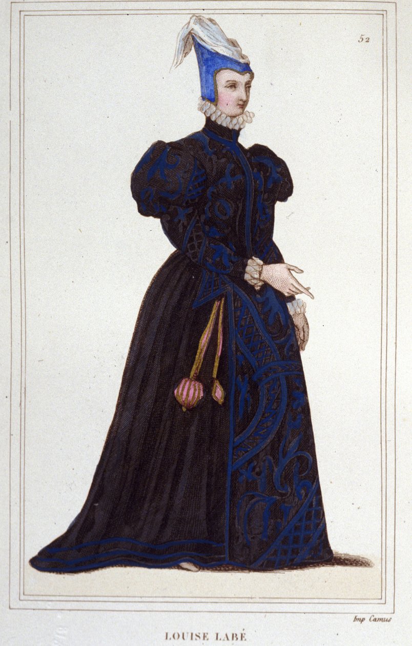 retrato de Louise Labbé ou Labé (ver1524-1566), poetisa francesa. gravura de 1830 de Unknown artist